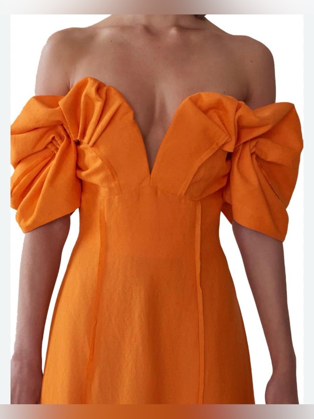 NWT Cult Gaia Muna Off The Shoulder Midi Dress Orange Size 2 - Picture 9 of 9